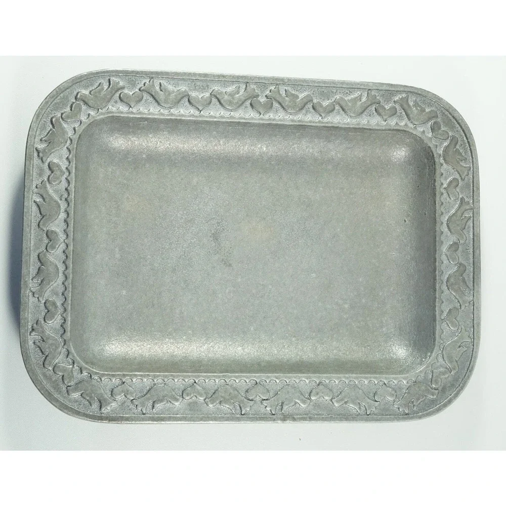 RWP Armetale Wilton Pewter Serving Trays Plates Embossed Birds & Hearts Lot of 3
